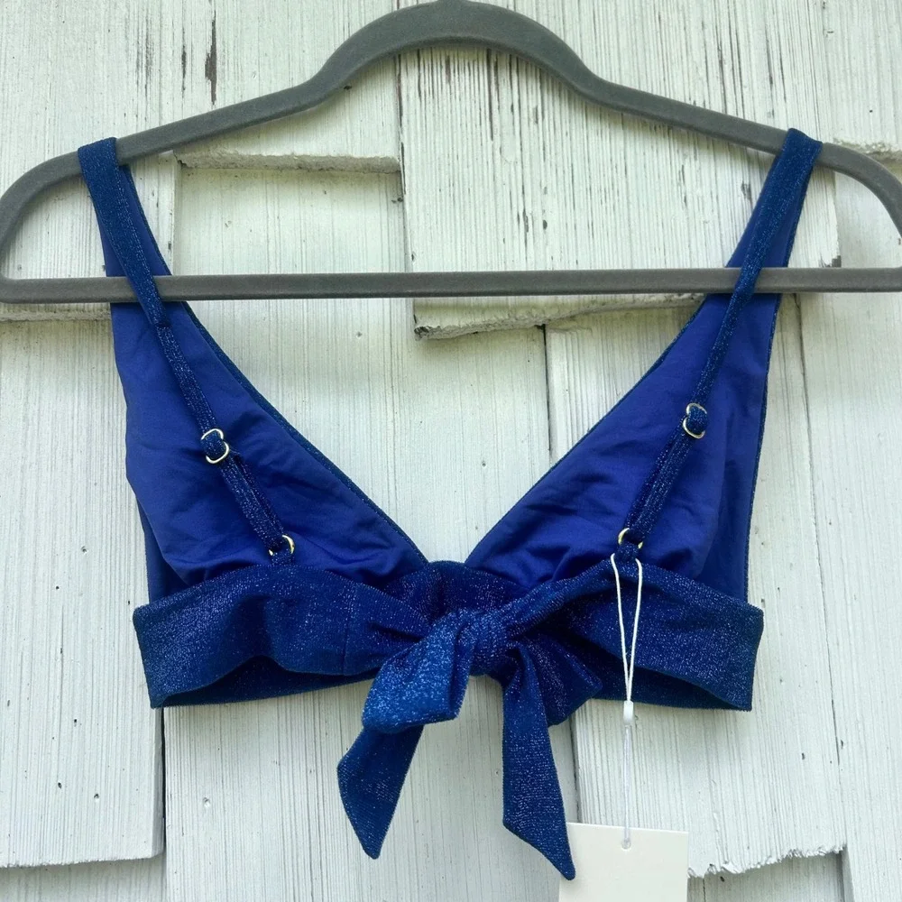 Monday Swimwear Portofino Top Kauai Bottom Navy Shimmer Bikini Set NWT Size S